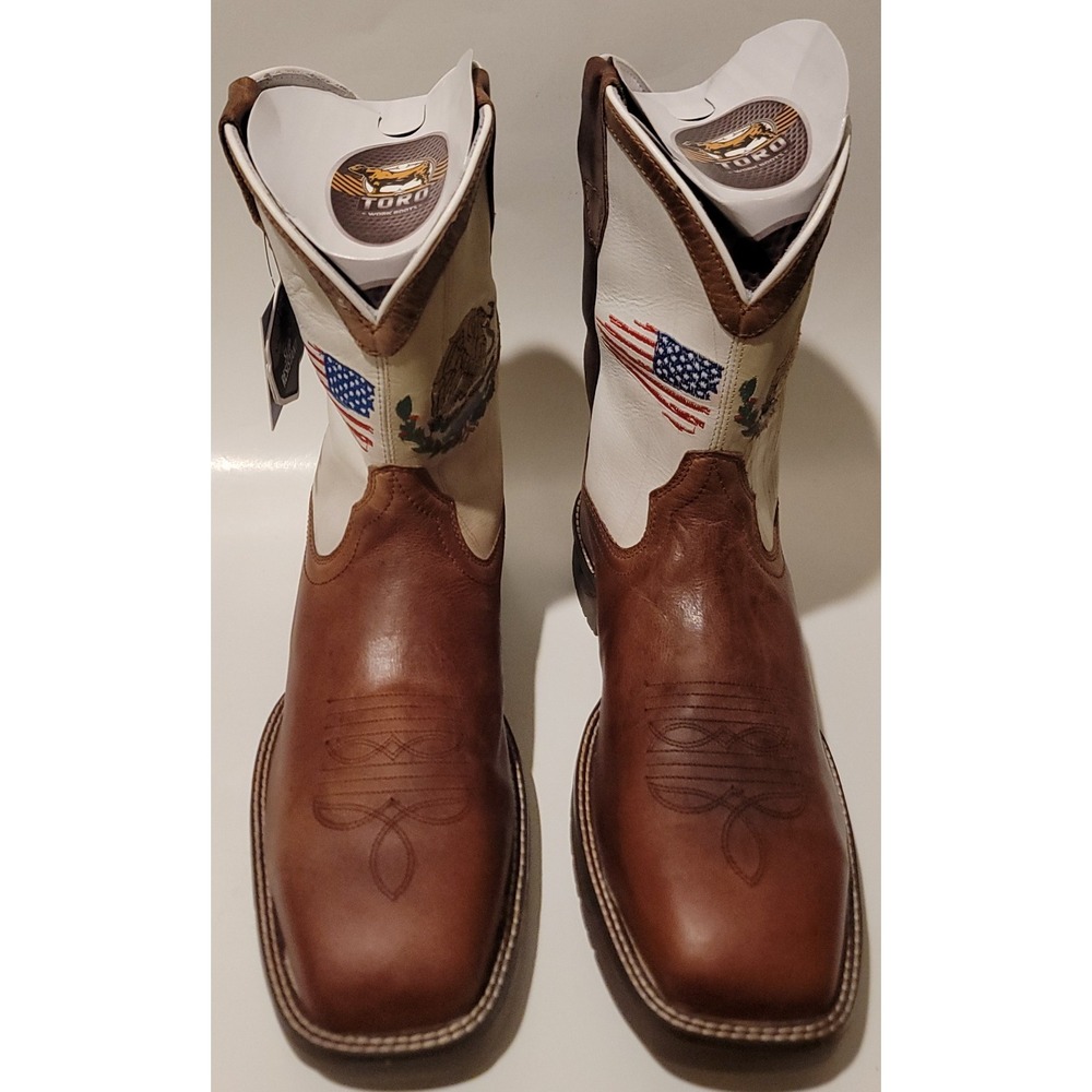 NWB TORO USA Mex Flags Steel Toe Composite Toe Slip-Resistant Work Boots Sz 10EE